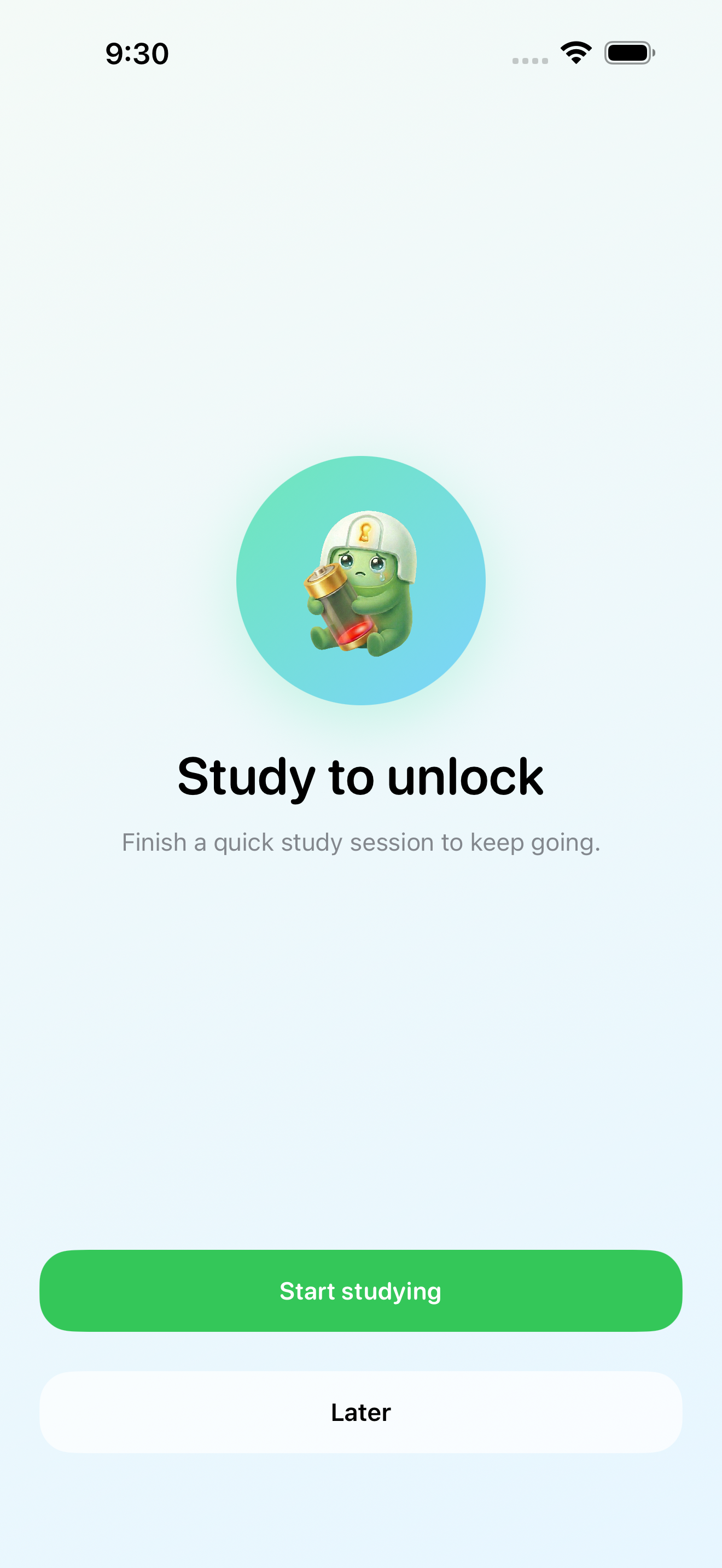 Word Gate blocking a selected app until the user completes a vocabulary gate.